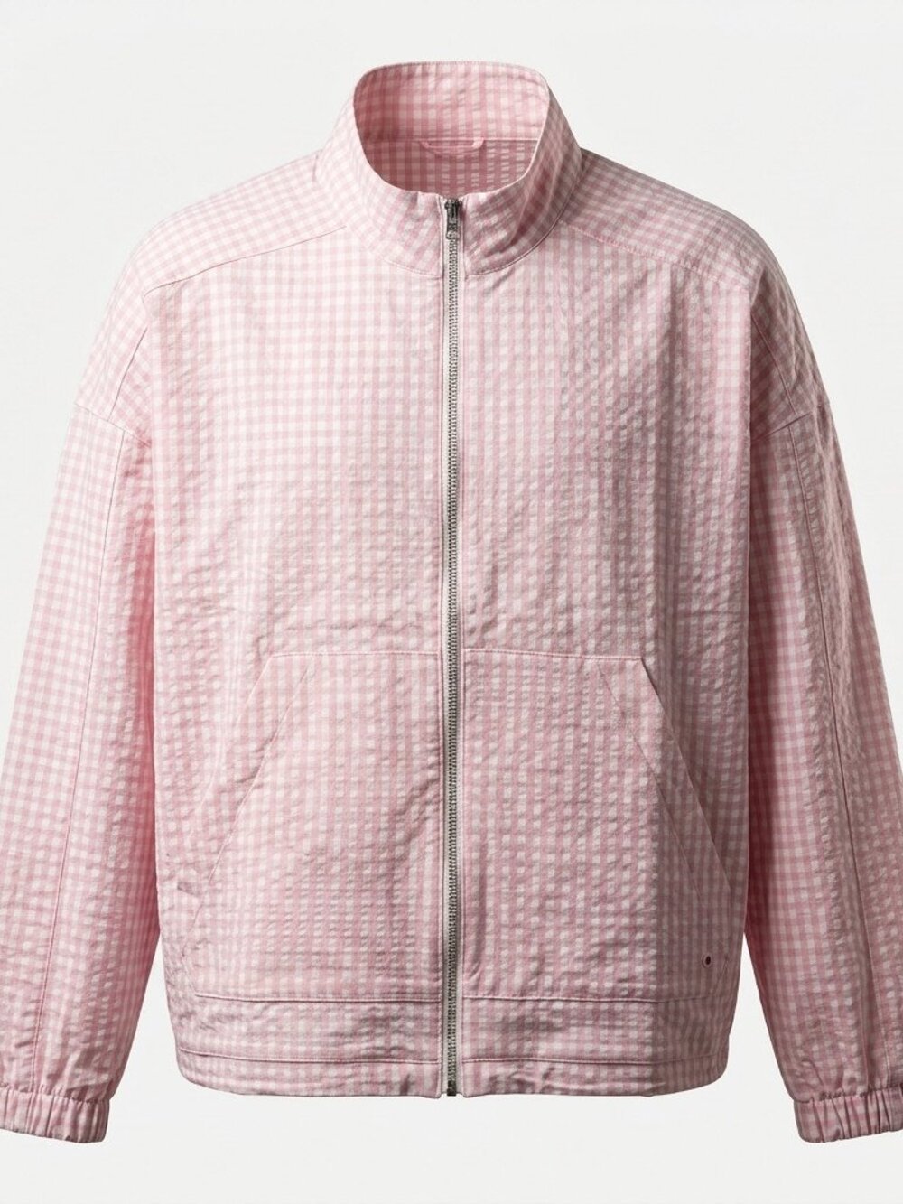 Aether Womens Pink Gingham Zip Jacket Technical Lightweight Size M NWT